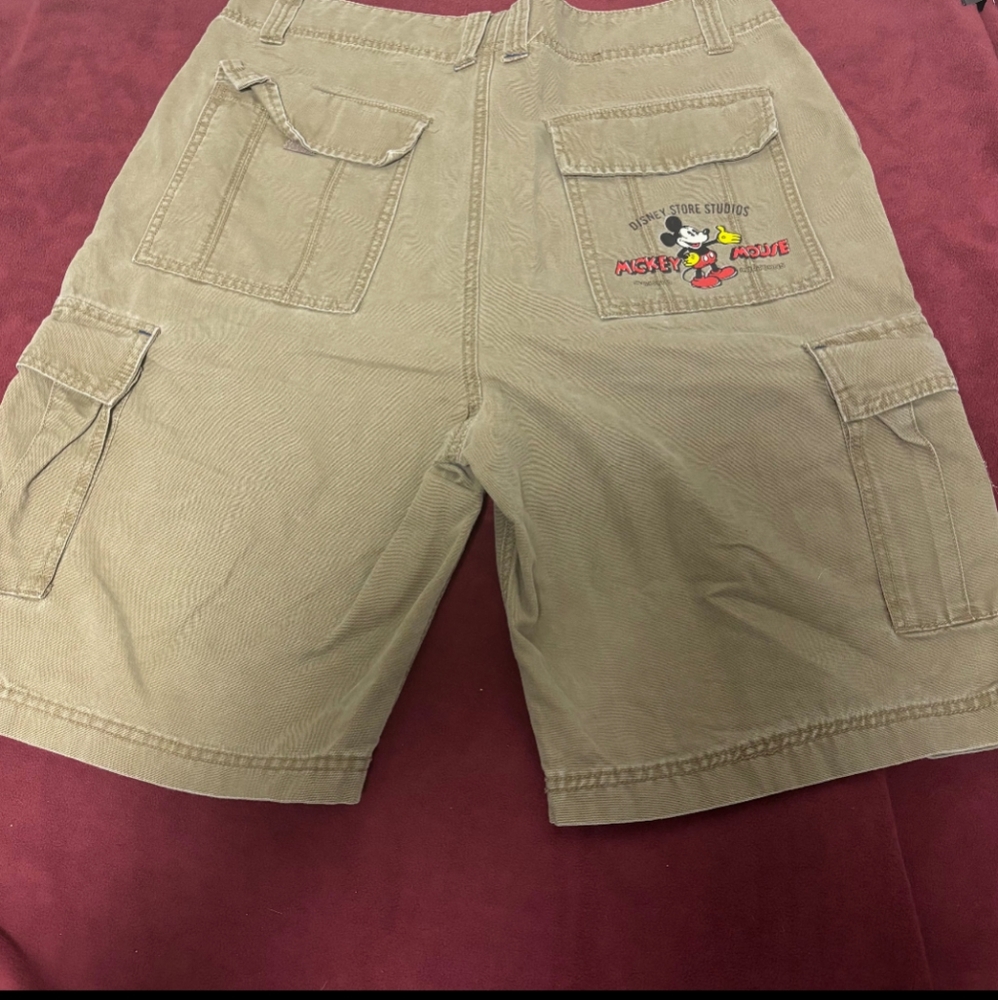 VTG Disney Cargo Shorts Men's 32 Brown Mickey Mouse Y2K - Size 36